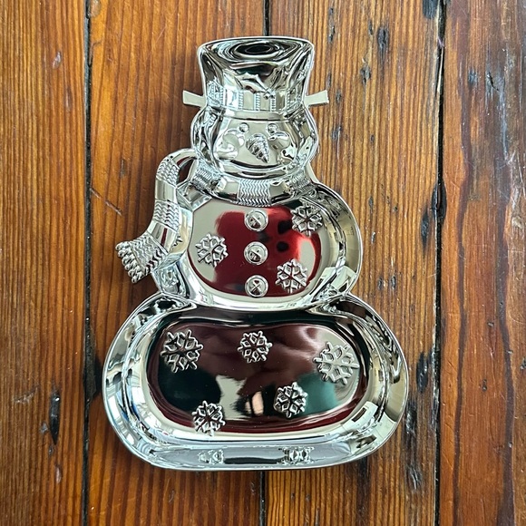 NWT Vtg 90s Potpourri Designs International Silver Co Snowman Candy Dish 5 5/8x8 - Picture 11 of 13